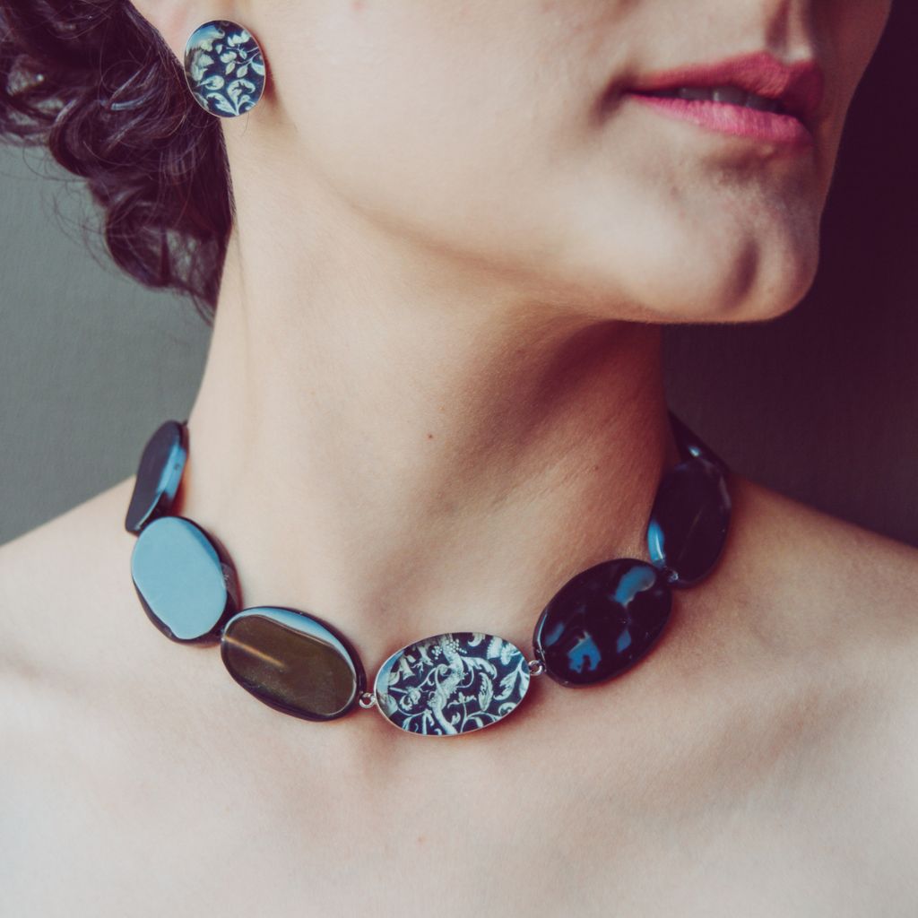 Collar Ágatas Negras Personalizado