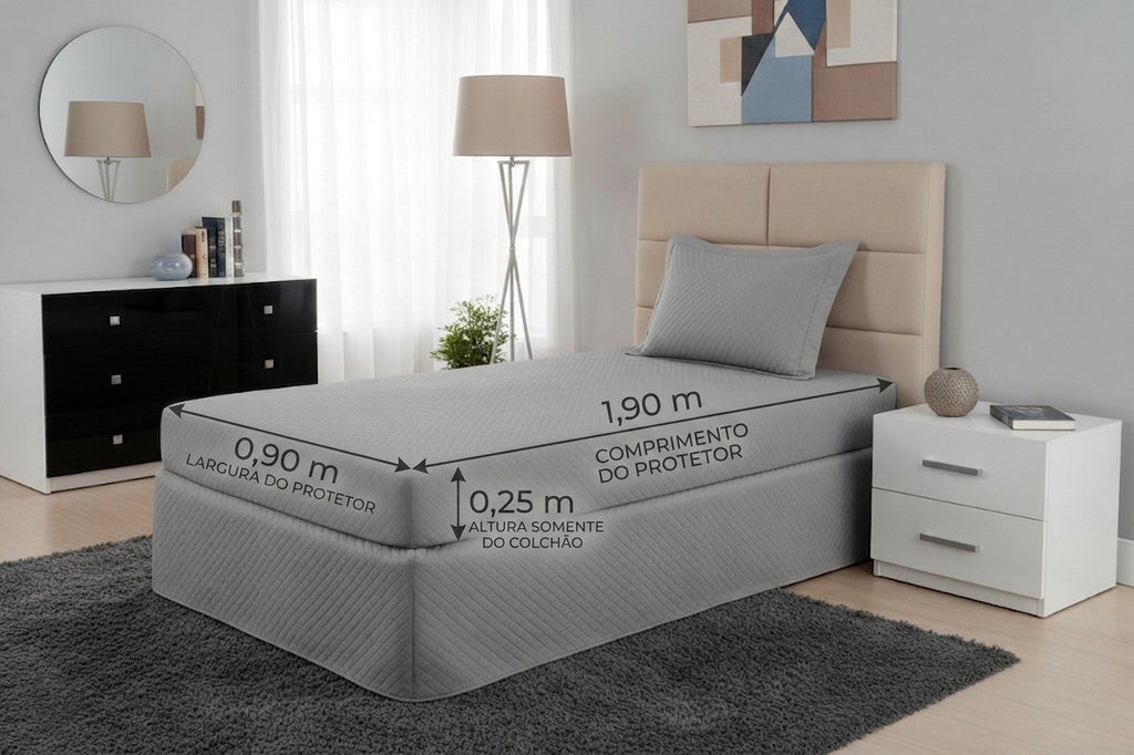 Maison Charlo Waterproof Quilted Single Mattress Protector – Gray – 1 Piece