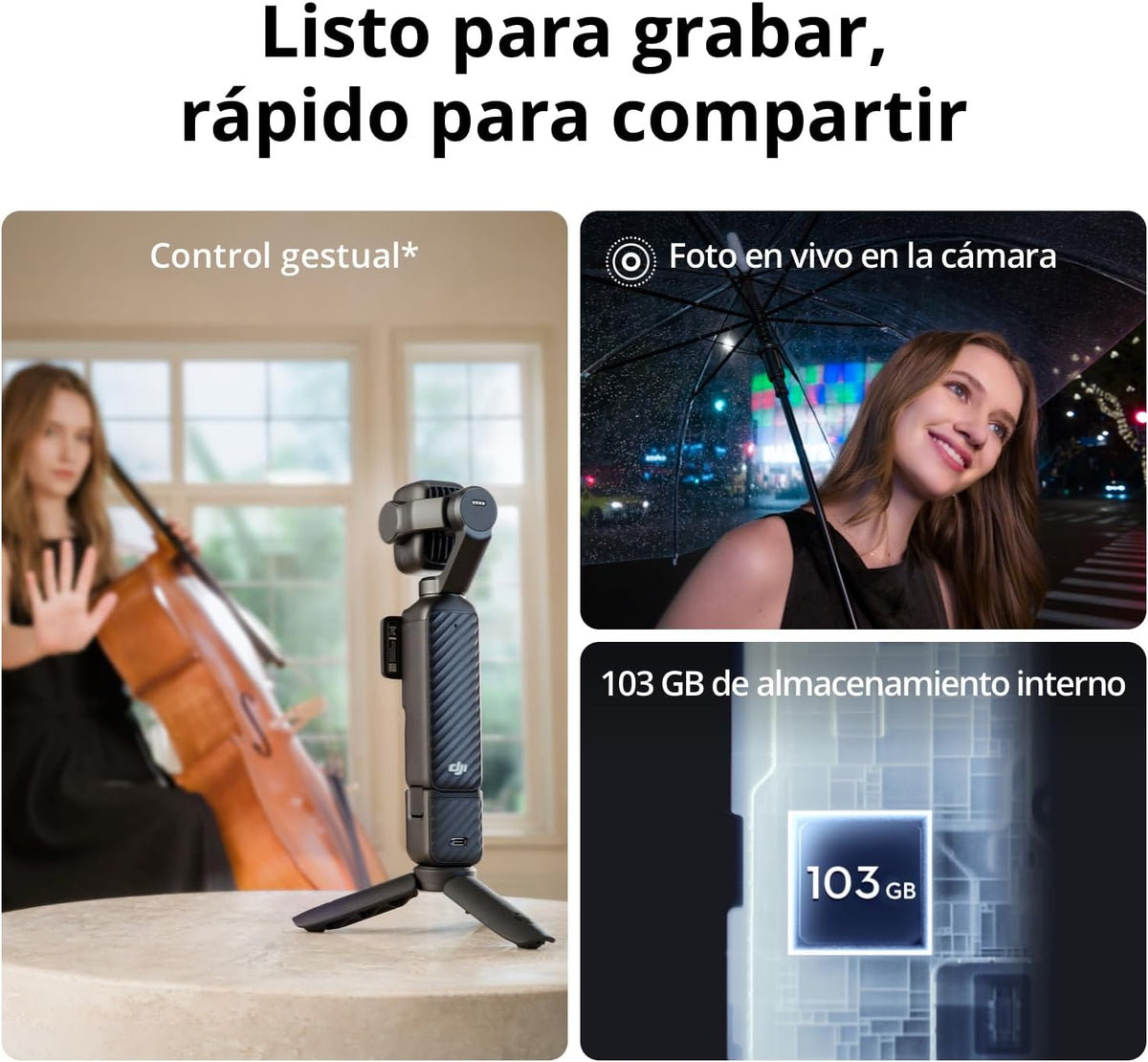 DJI Pack Estándar Osmo Pocket 4P, cámara para Vlogs 4K de Doble Objetivo